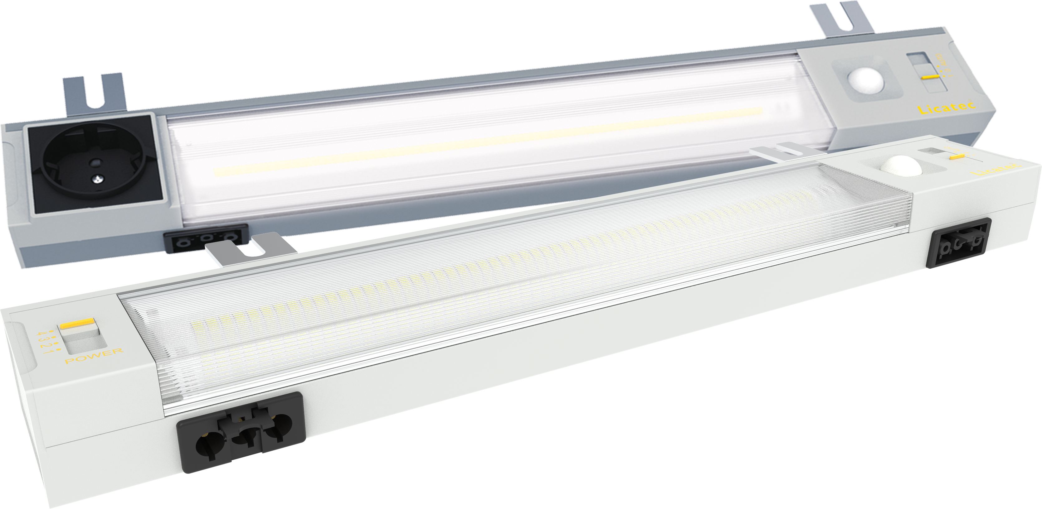 Schaltschrankleuchte ohne Steckdose 4-fach einstellb.,Montagwinkel abnehmb./4000K L403mm/1070-1800lm/RAL 7035/8,5-14W/BW