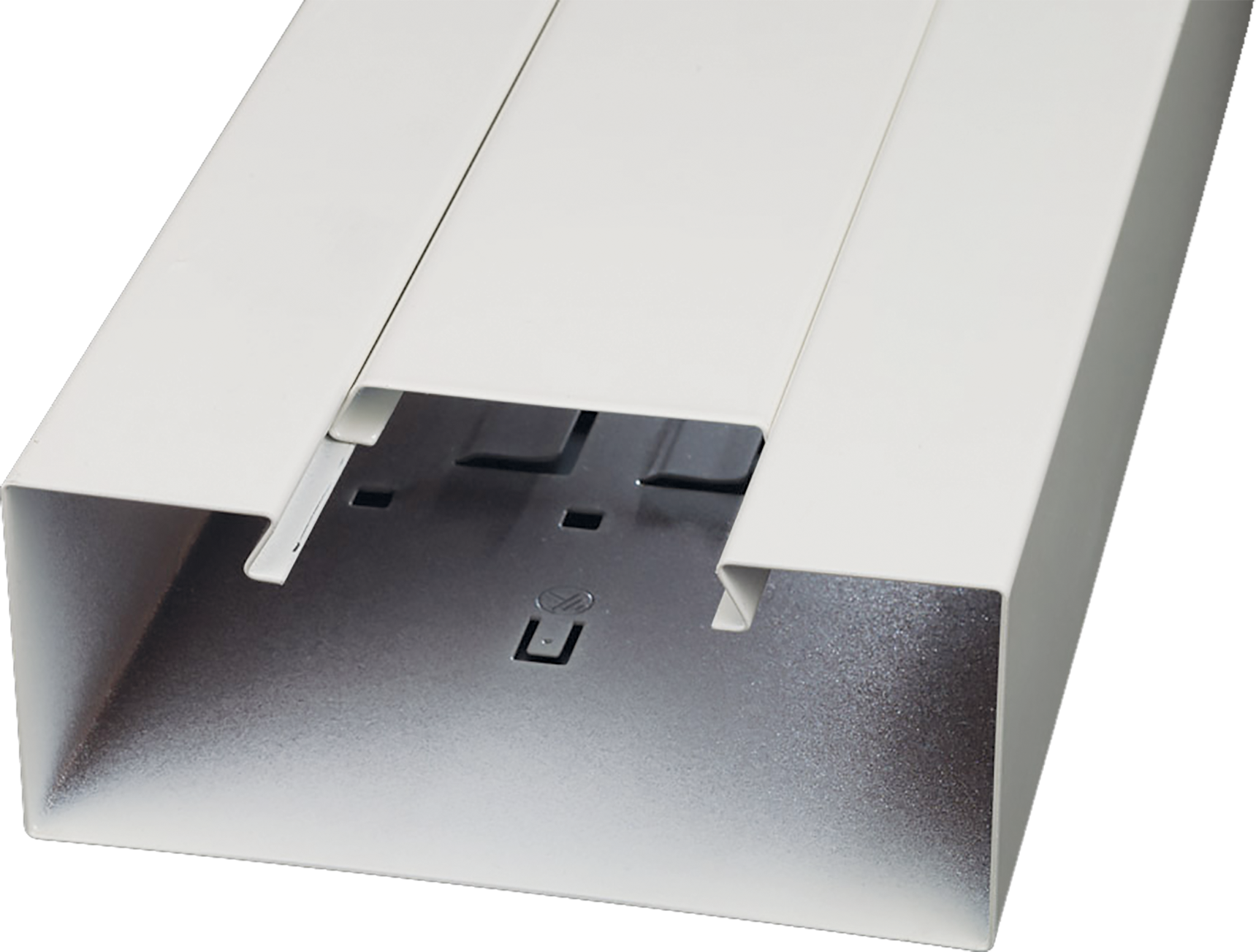 BRS-F, Brüstungskanal-Unterteil 2000 x 130 x 72 mm, RAL 9010 Stahlblech, VE: 6m