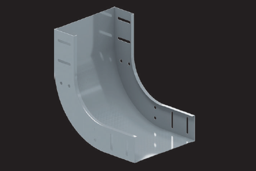 KBL-AU 90° Bögen aufwärts Radius: 100 mm, Befestigung mit 8 Schrauben M 6 x 10