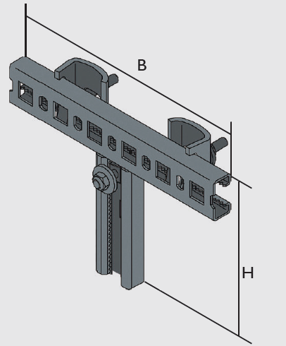 KBL-TB T-Fastening Sets one welded-on T-construction made of Multifix profile rails 25 x 50, two steel claw fasteners with sidewise slip-off-proof, incl. 1 slip-off-proof teethed anchor screw set