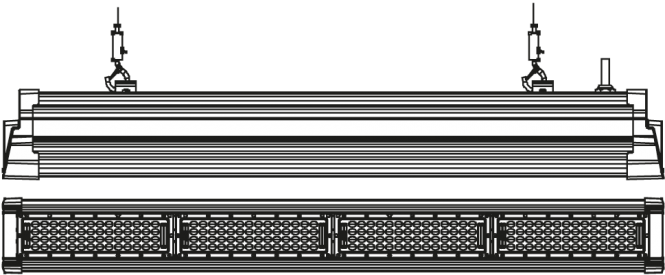 LED Linear-Hallen-Pendelleuchte mit Linsenoptik